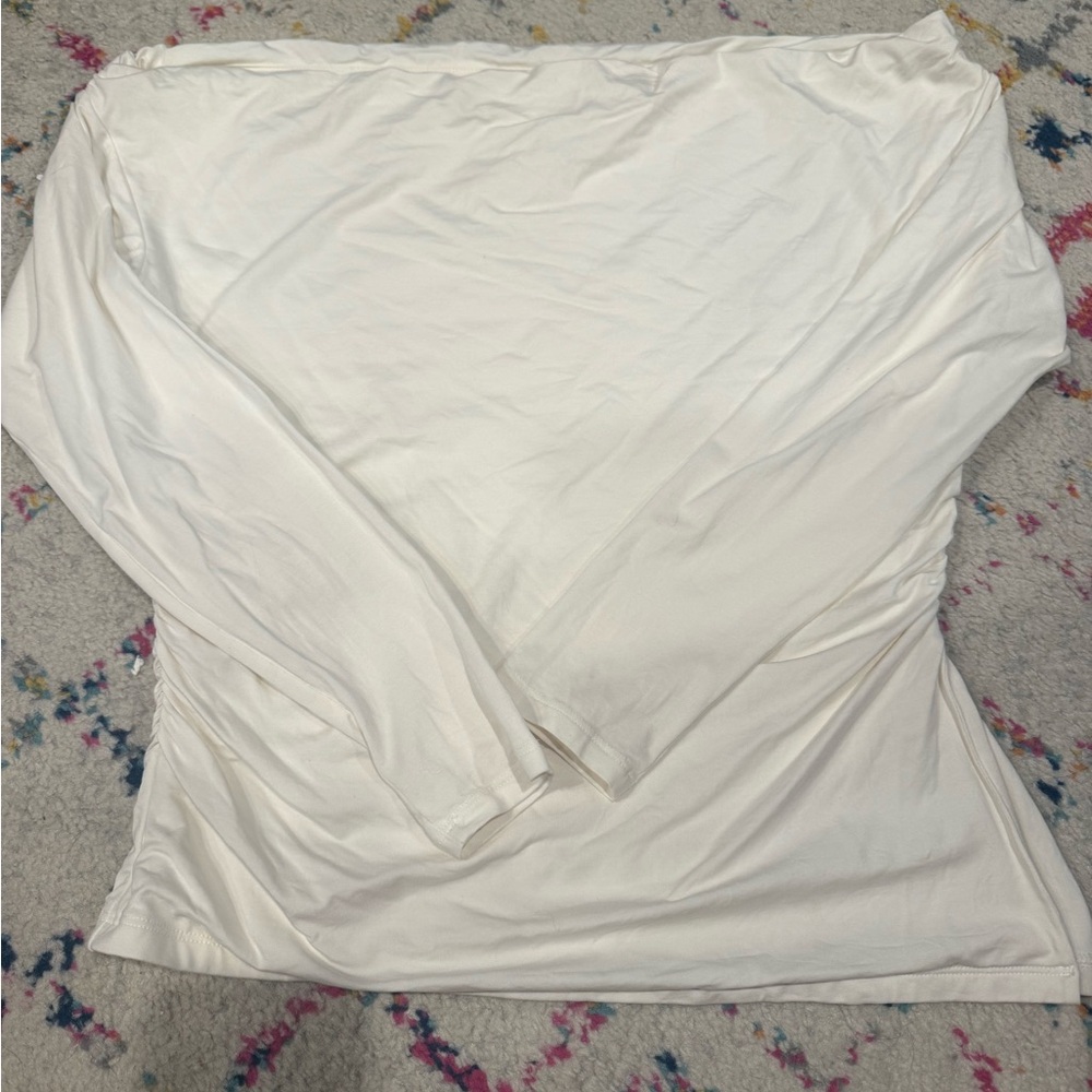Abercrombie & Fitch White Asymetrical Long Sleeve Top with Synched Waist